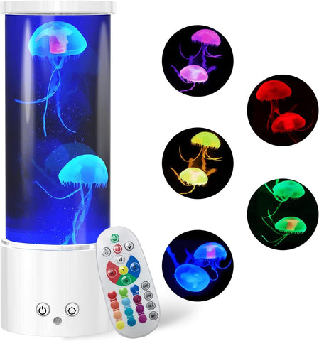 KIKILIVE Jellyfish Lamp front view with calming bedroom ambience.
