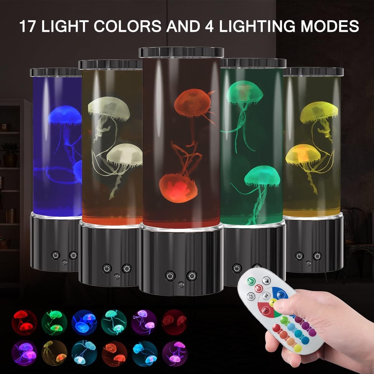 KIKILIVE led jellyfish tank 17 color modes for customizable ambiance.