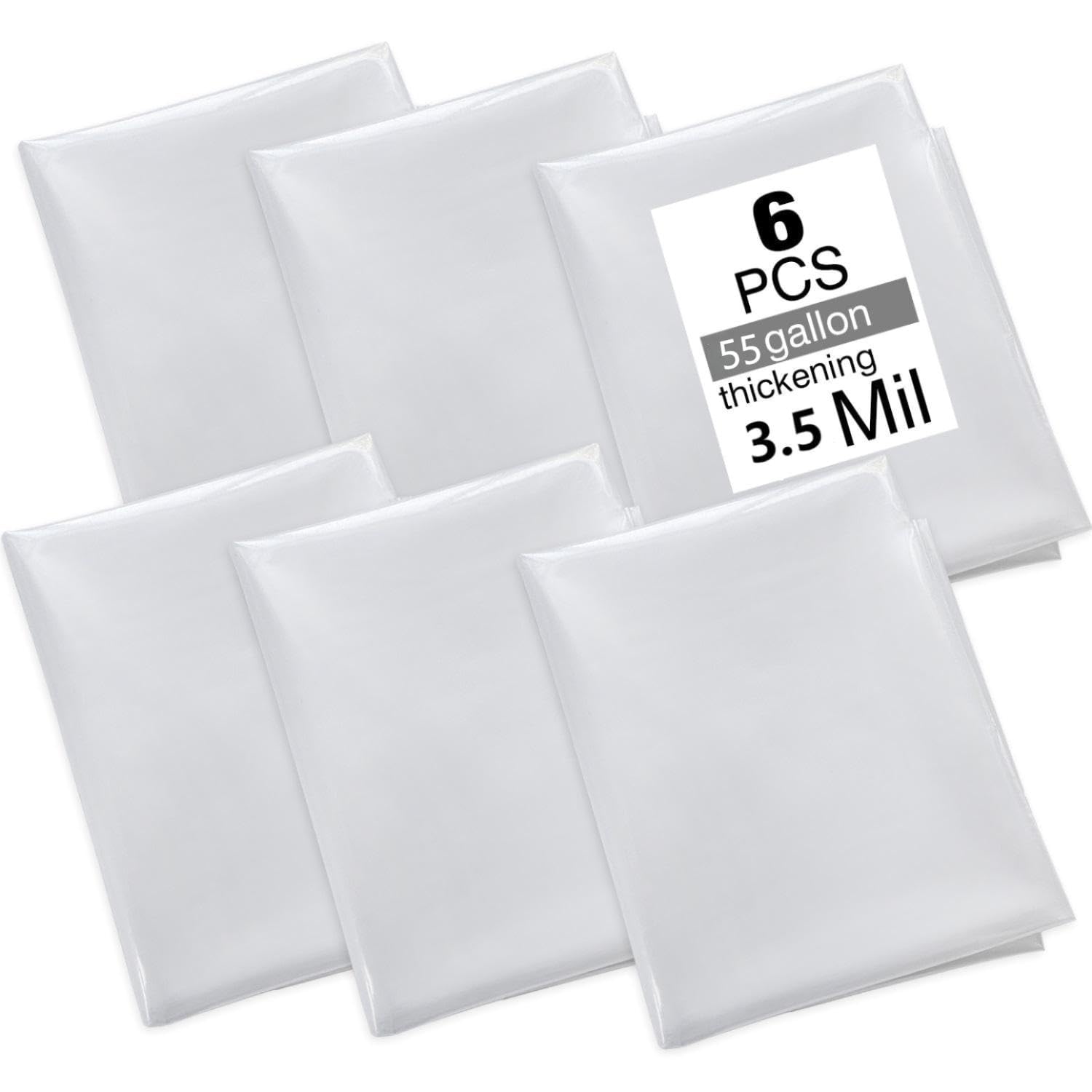 KIKINIKO dust bags 6-pack—clear 3.5mil for Harbor Freight dust collectors.