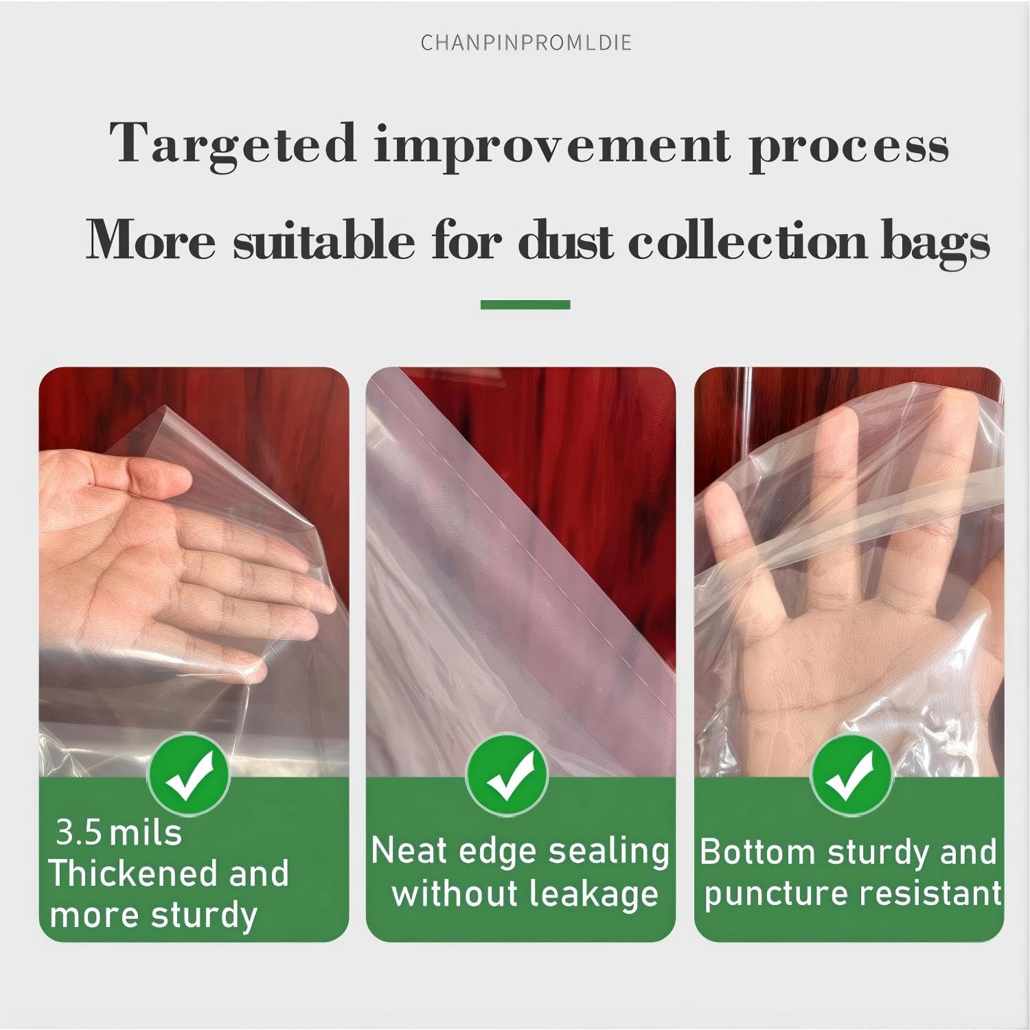 KIKINIKO clear dust-bags, 3.5 mil, durable and waterproof