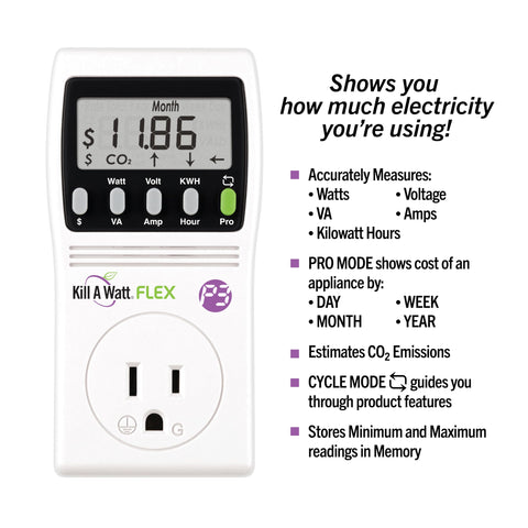 KILL A WATT P4456 Flex CO2 tracking highlights estimated environmental impact