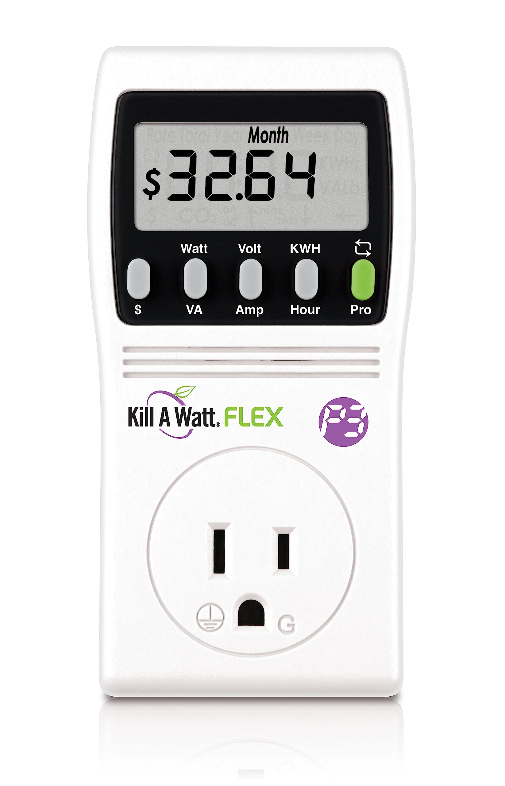 KILL A WATT P4456 Flex display shows real-time usage and cost estimates