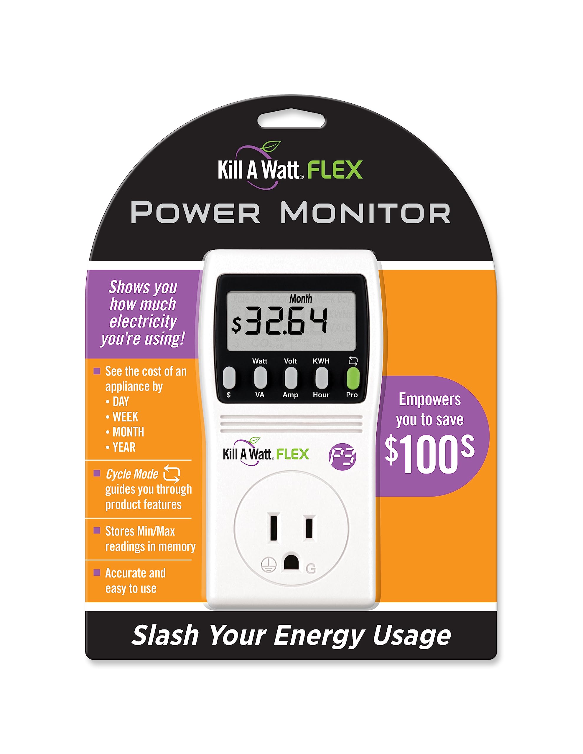 KILL A WATT P4456 Flex memory captures previous readings for trend analysis