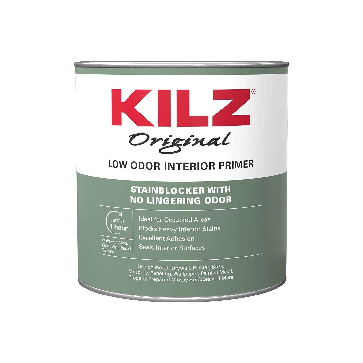 KILZ Original Low Odor Primer bottle pouring for easy interior priming and odor control