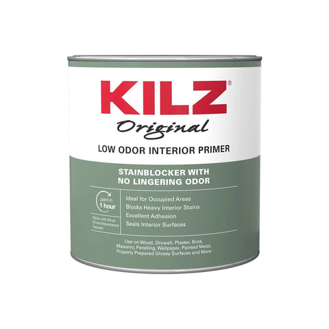 KILZ Original Low Odor Primer bottle pouring for easy interior priming and odor control