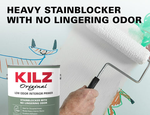 KILZ Original Low Odor Primer bright white finish showing non-yellowing look