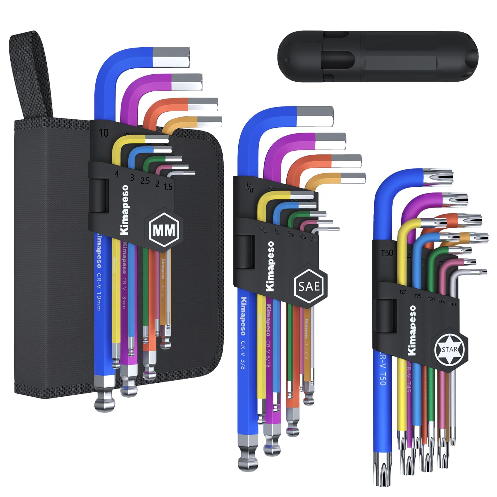 Kimapeso 27-piece Allen key set with ball-end for hard-to-reach screws.