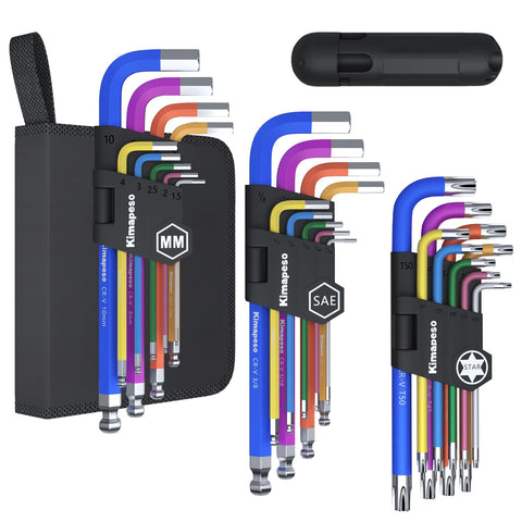 Kimapeso 27-piece Allen key set with ball-end for hard-to-reach screws.