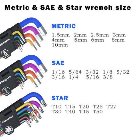 Kimapeso long-arm hex wrenches with T-handle provide extra leverage.