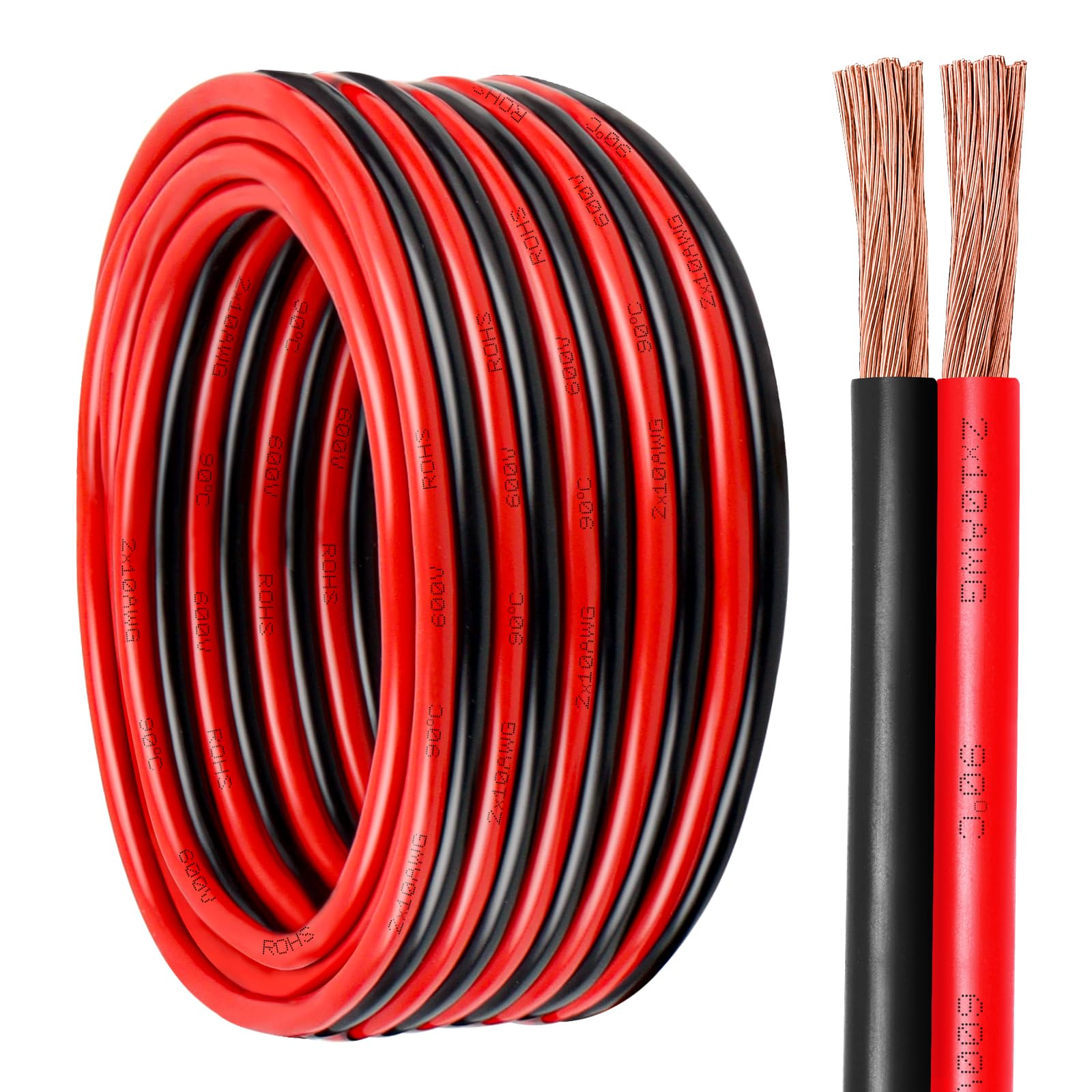 Kimbluth 10 gauge two-conductor copper battery cable for power connections