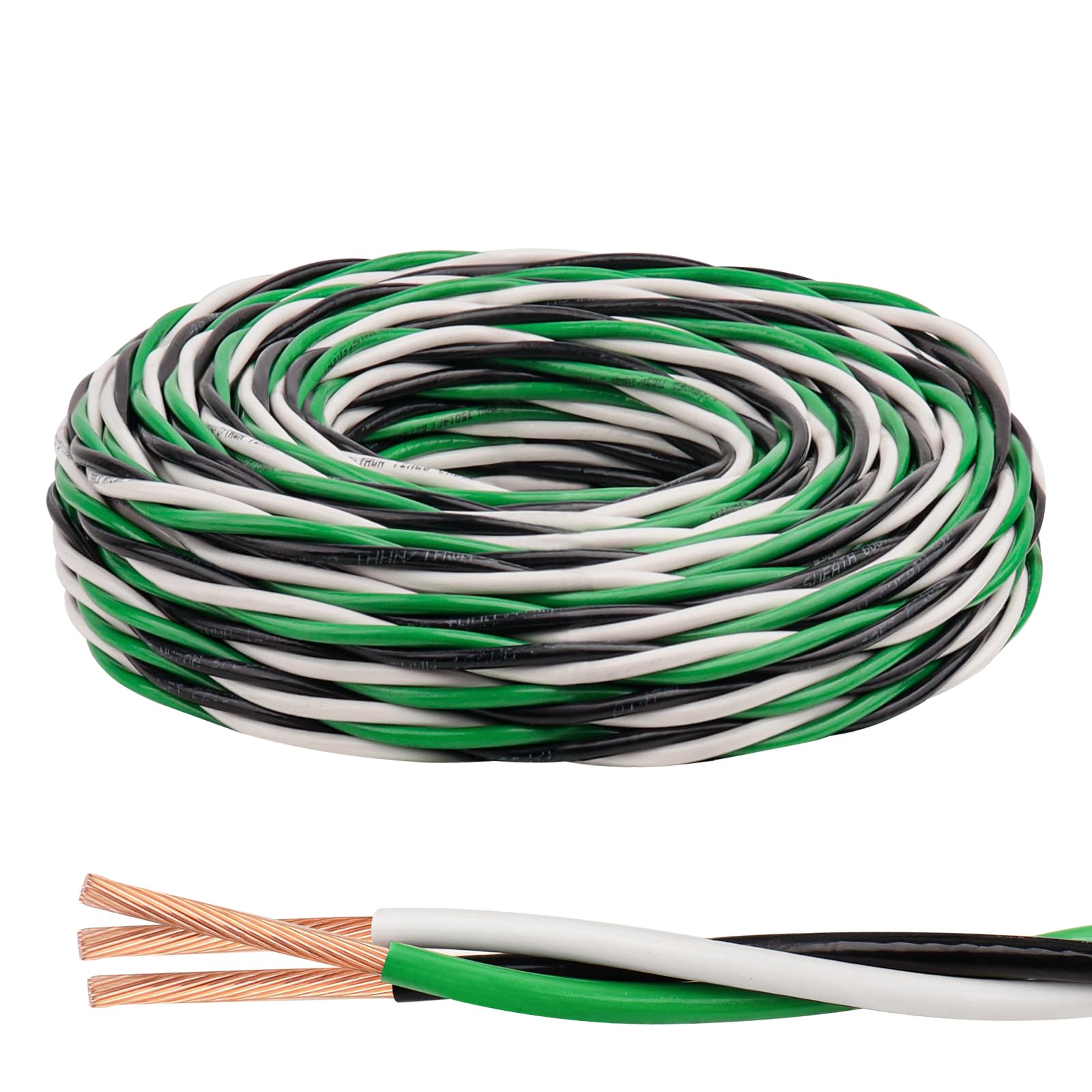Kimbluth THHN wire three-conductor copper closeup shows flexibility for easy routing.