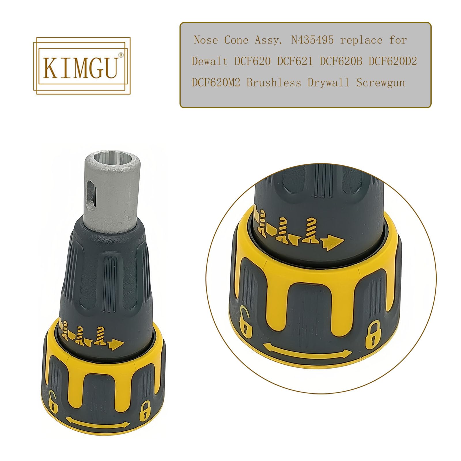 KIMGU DCF620D2 nose cone replacement supports smooth screw driving.
