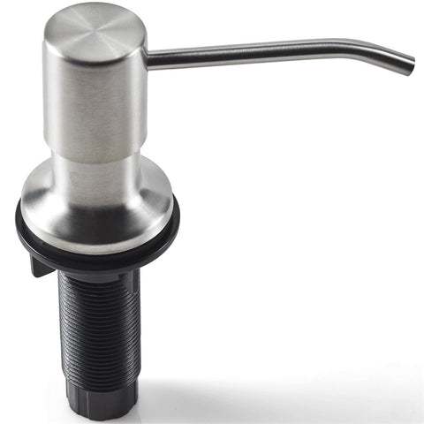 Kimi Cuisine brushed nickel soap dispenser, front view showing sleek durable finish