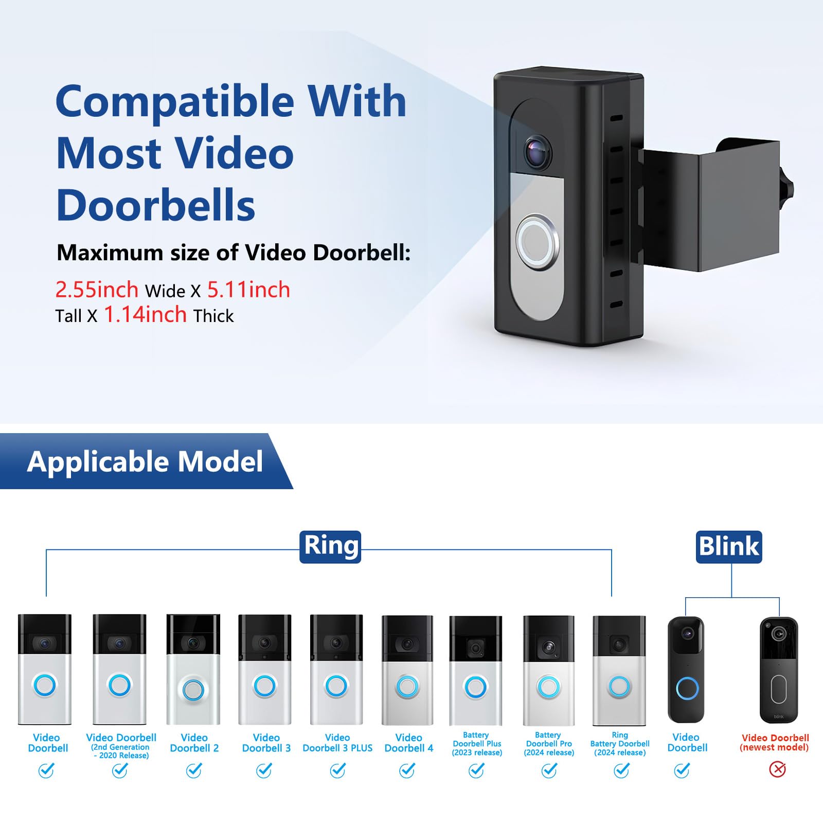 KIMILAR mount clip adjusts to fit different door thicknesses