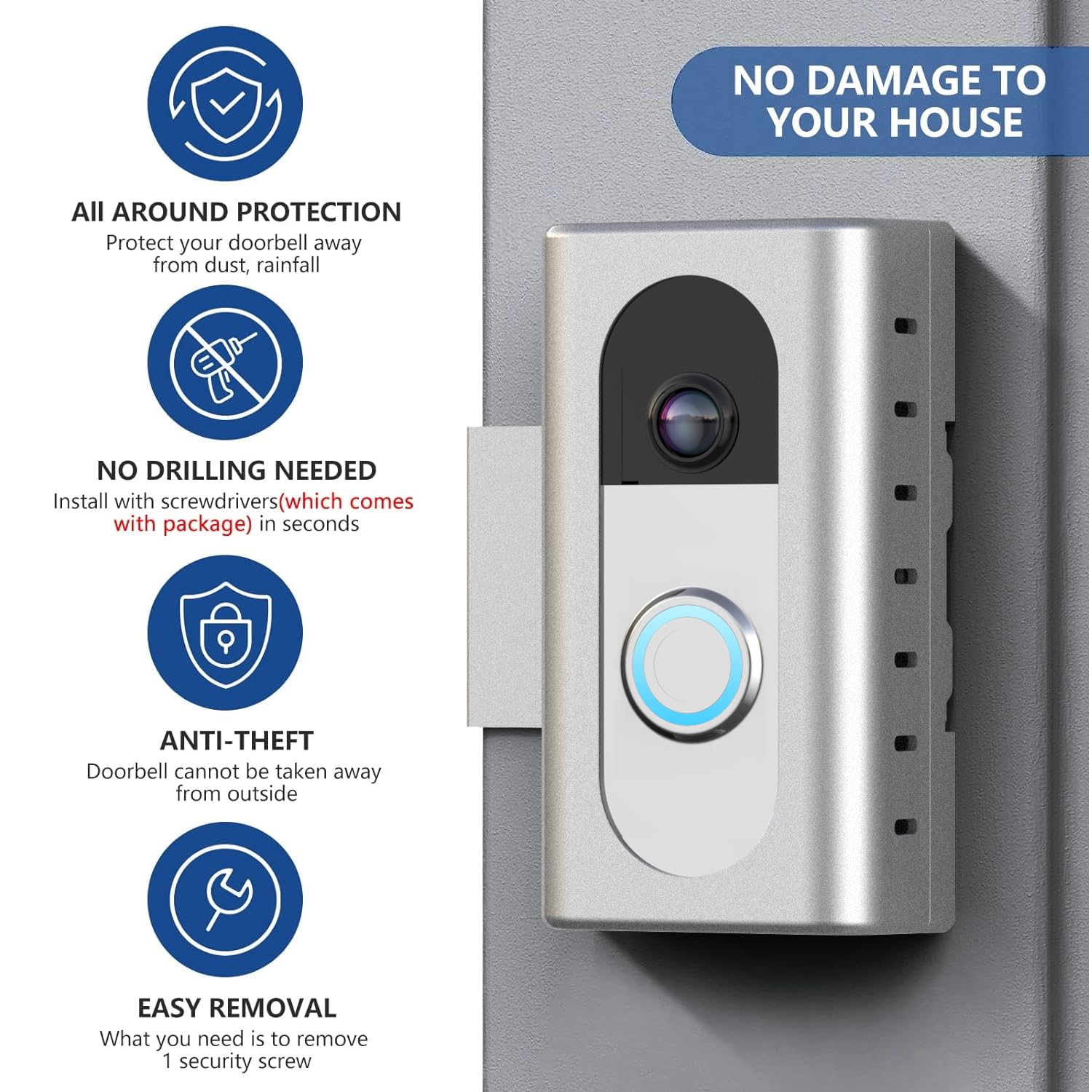 KIMILAR anti-theft mount compatibility for inward-opening doors and left-right swing.