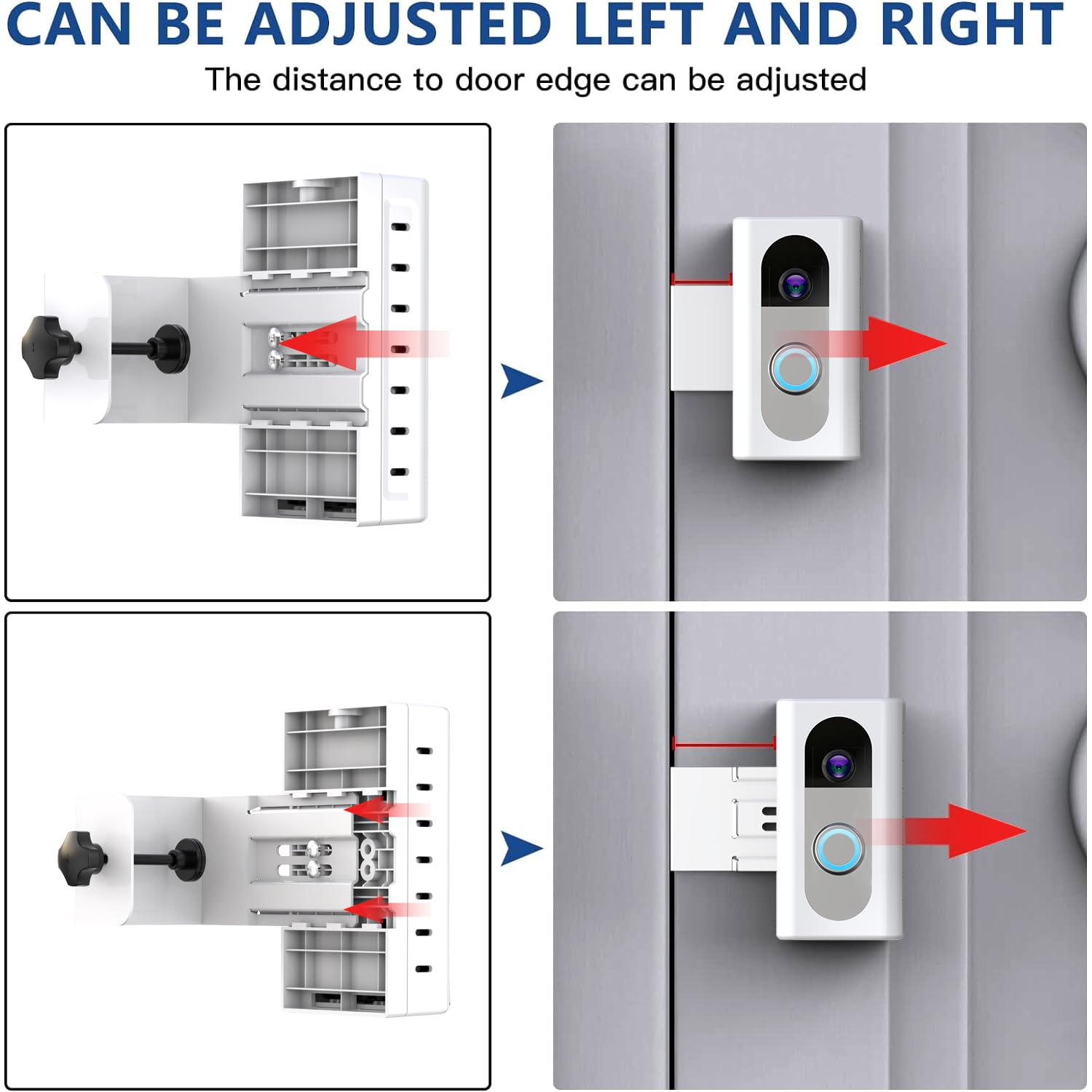 KIMILAR door-thickness guide shows secure fit for 0.6–2.3 inch doors.