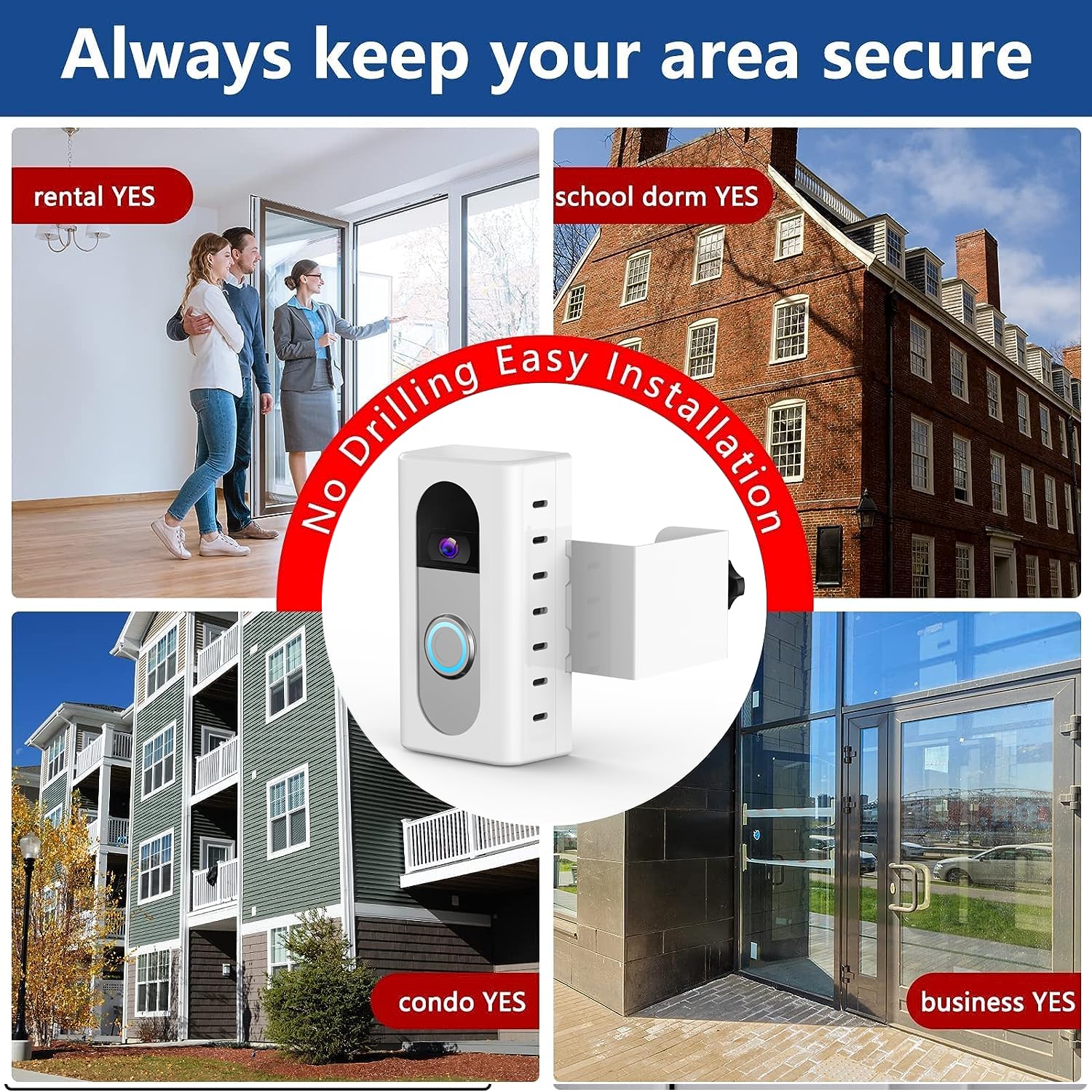 KIMILAR anti-theft doorbell mount on-door usage example for indoor doors.