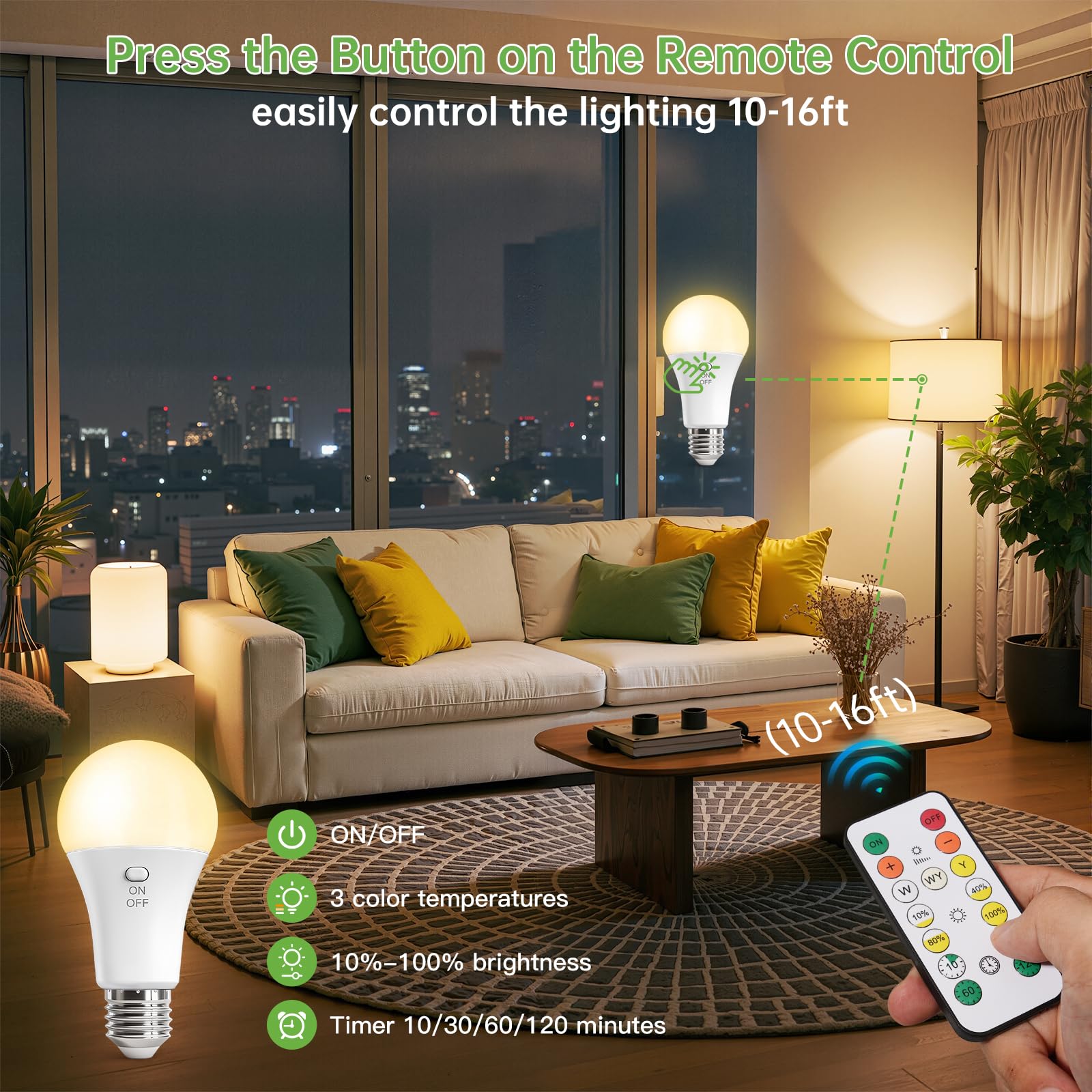 Kimjo A19 base compatible bulb fits most fixtures for quick setup.