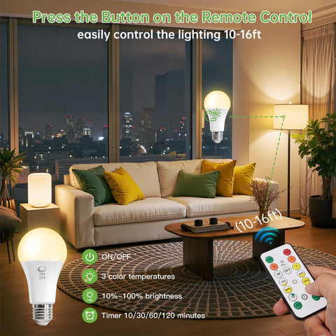 Kimjo A19 base compatible bulb fits most fixtures for quick setup.