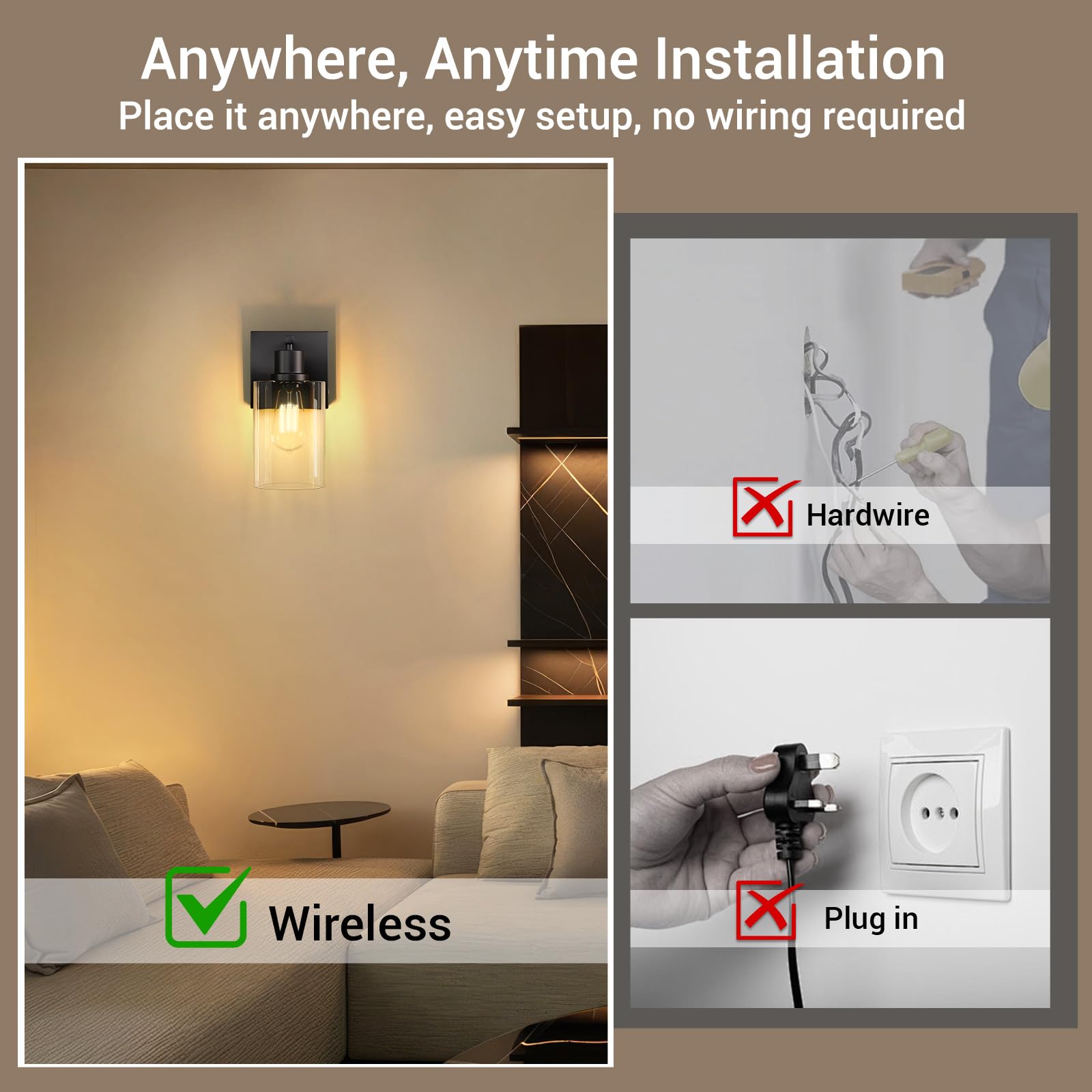 Kimjo wall light USB-C charging port visible for quick recharge