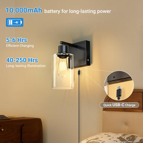 Kimjo wall sconce glass shade close-up showing clear shade and finish