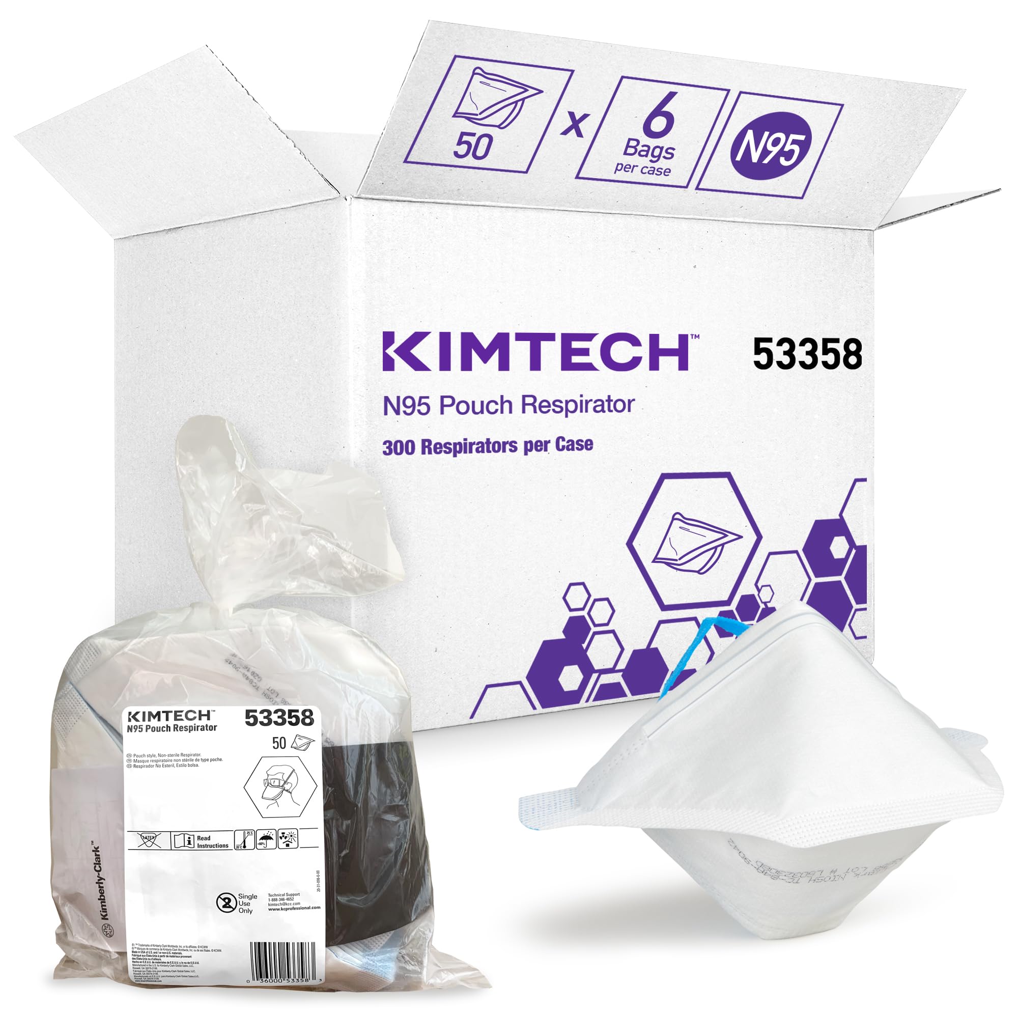Kimtech N95 pouch respirator front view highlighting the large breathing chamber for comfort