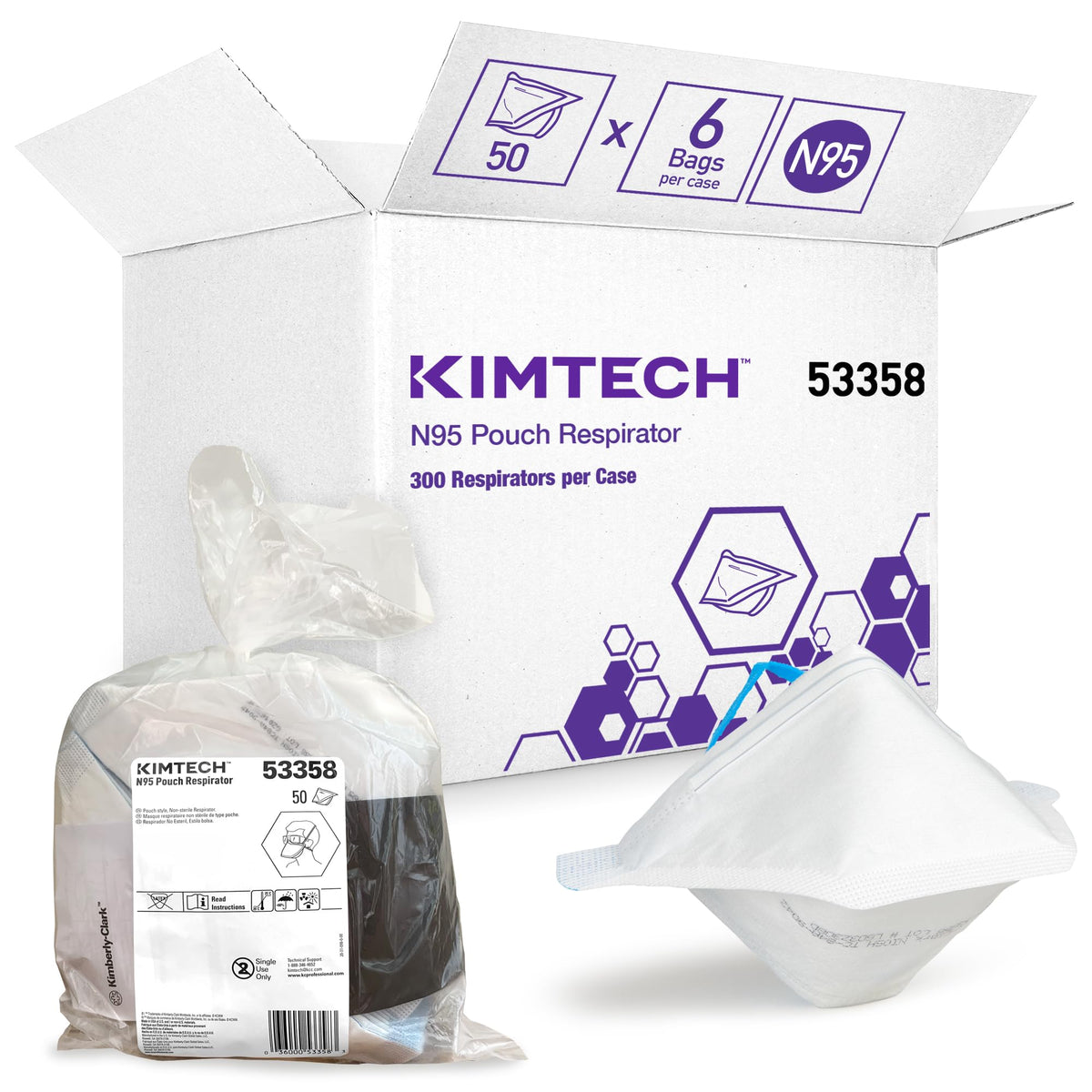 Kimtech N95 pouch respirator front view highlighting the large breathing chamber for comfort