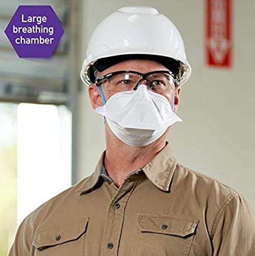 Kimtech N95 pouch respirator user donning demonstrates easy application.