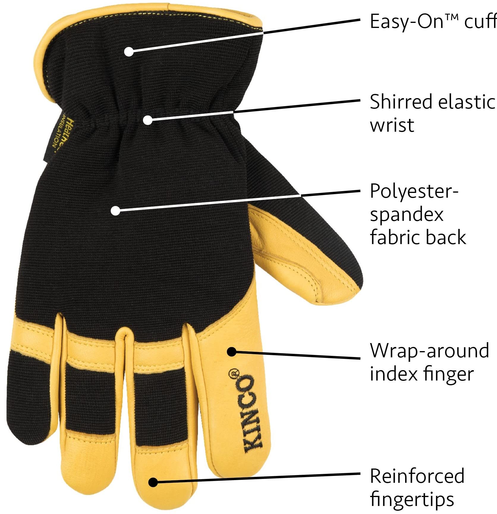 Kinco 101HK back with black spandex enables flexible, breathable movement.