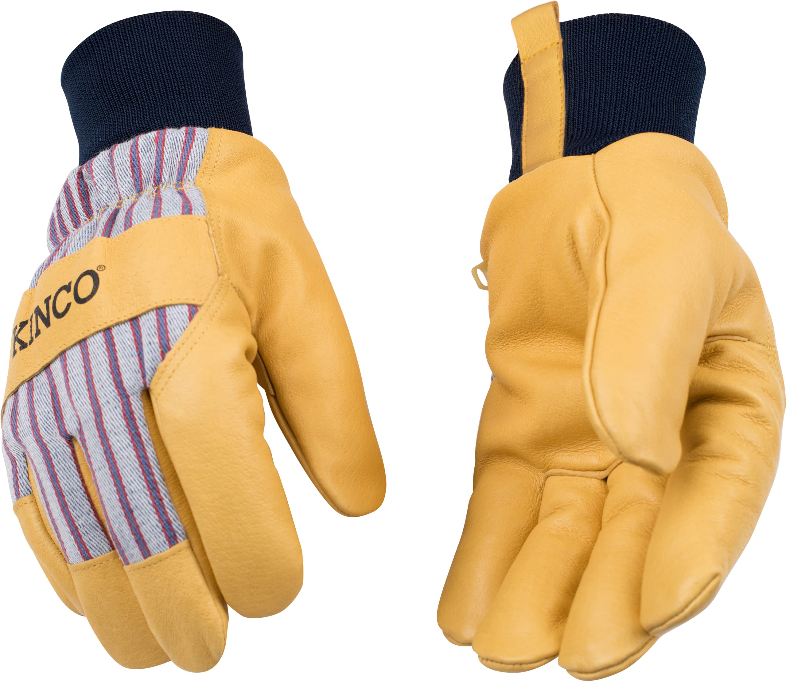 Kinco 1927KW-L lined premium grain pigskin palm close-up, showing abrasion resistance and flexible wear.