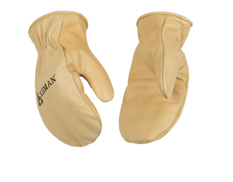 Kinco Axeman Mitt front view highlighting durable lined cowhide for cold-weather tasks.