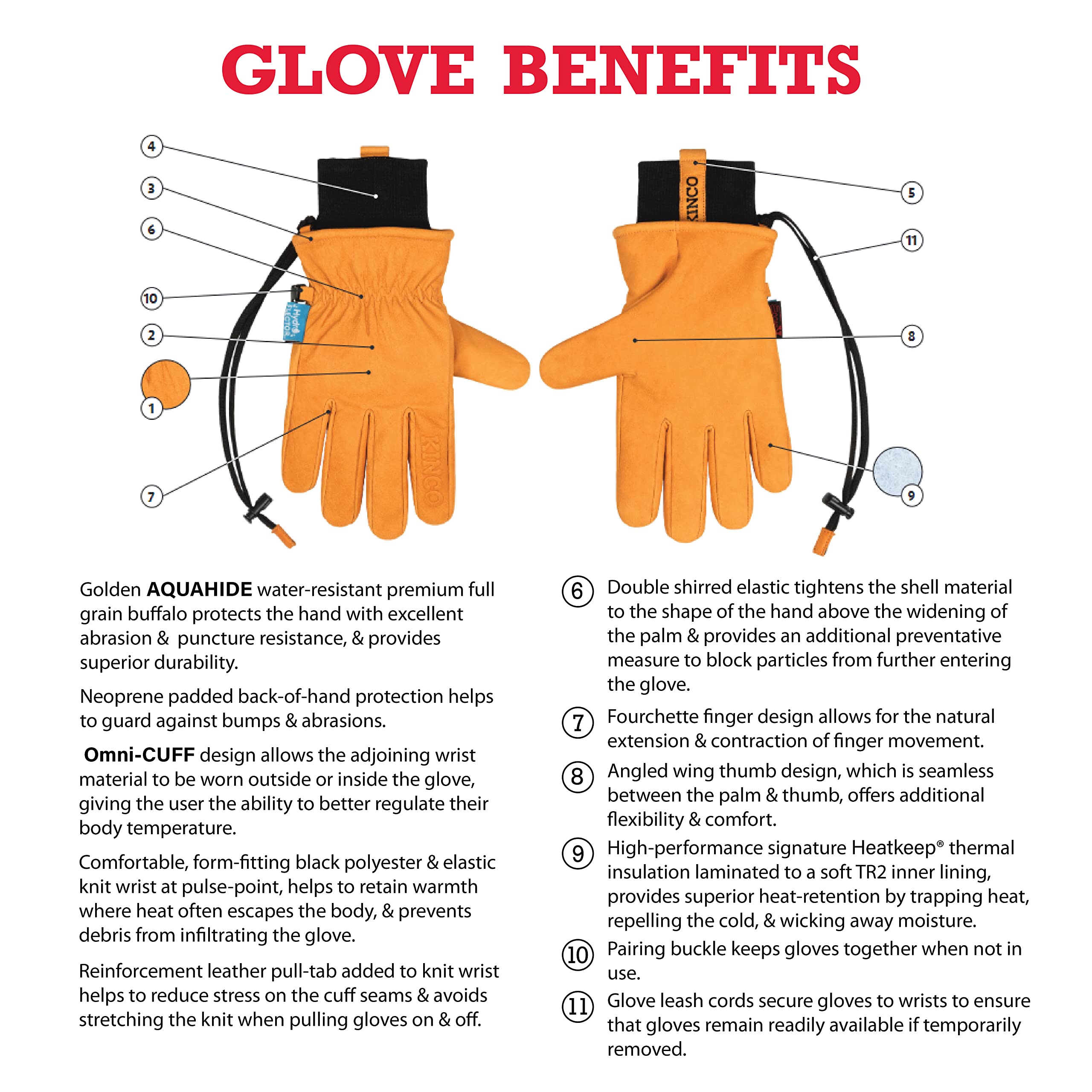 Kinco 9084KWP-L Hydroflector foam-knuckles offer added protection during demanding tasks.