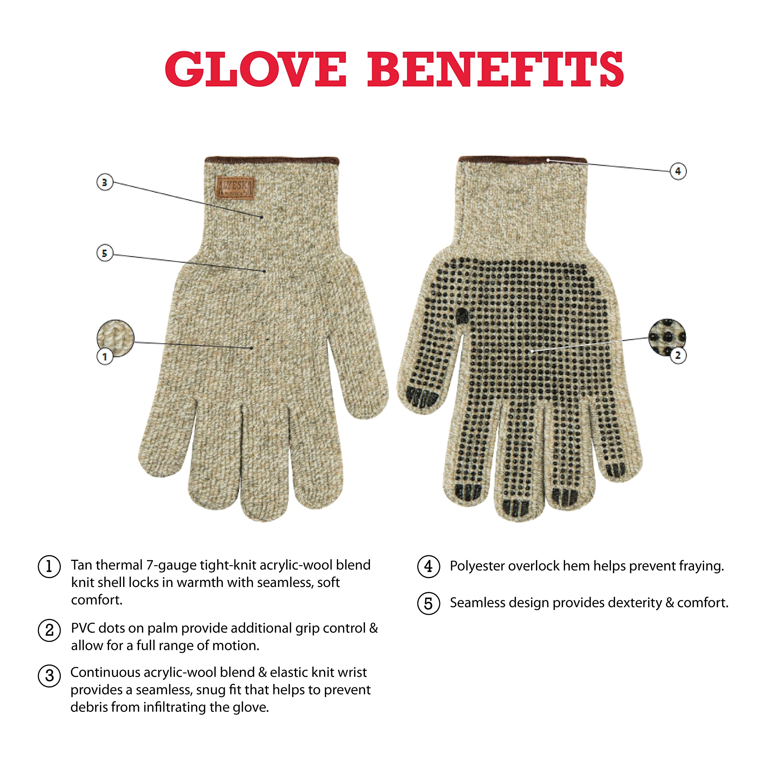 Kinco Alyeska Ragg gloves feature a wool blend for warmth and dryness