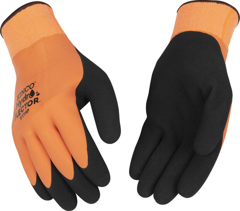 Kinco Hydroflector waterproof glove coating seals out moisture for dry hands in wet jobs.