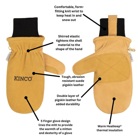 Kinco KIN-901T-L palm with reinforced full-palm patch for high-wear protection