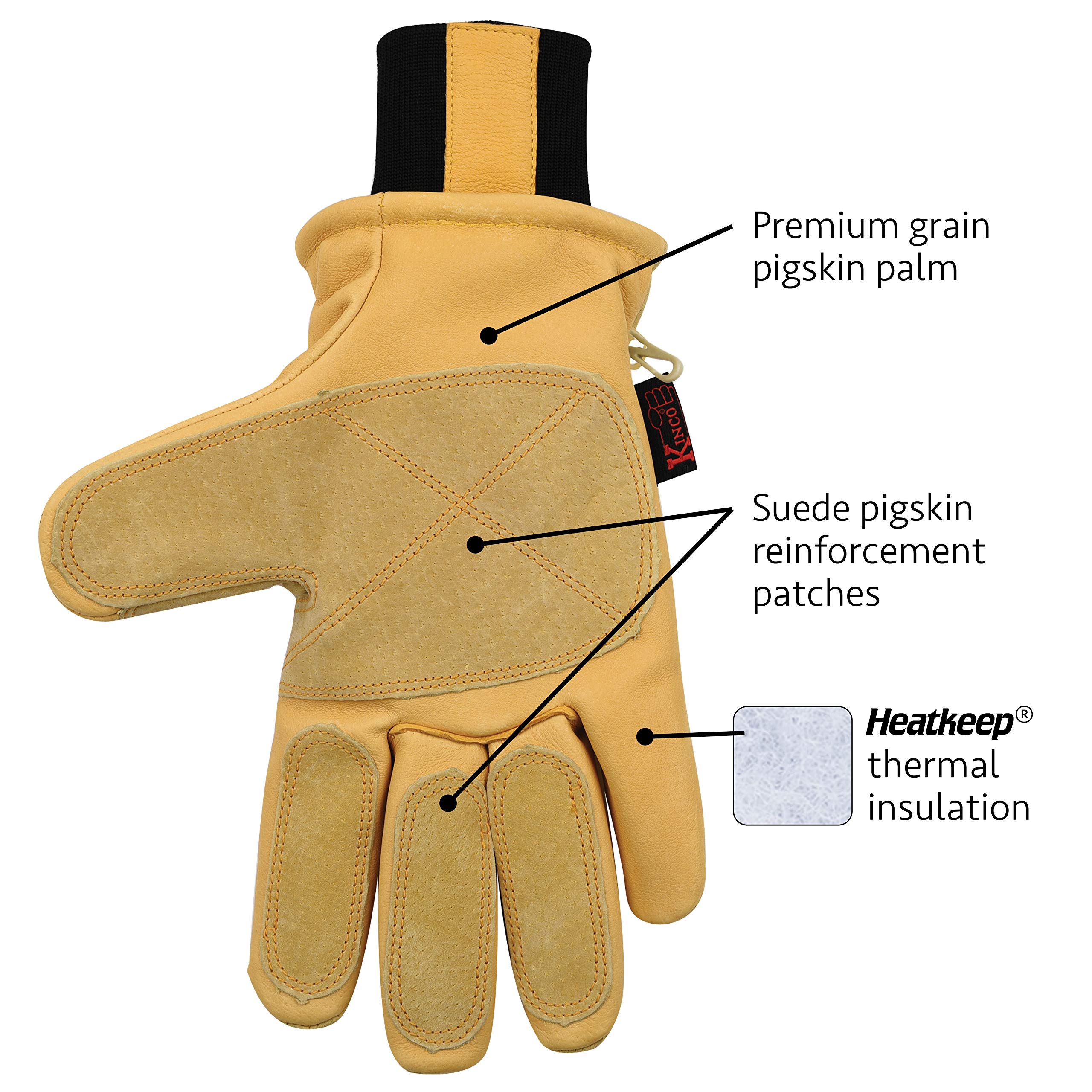 Kinco reinforcement patches on palm, thumb, and fingers boost durability