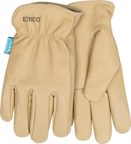 Kinco water-resistant full-grain cowhide gloves protect hands in wet conditions.