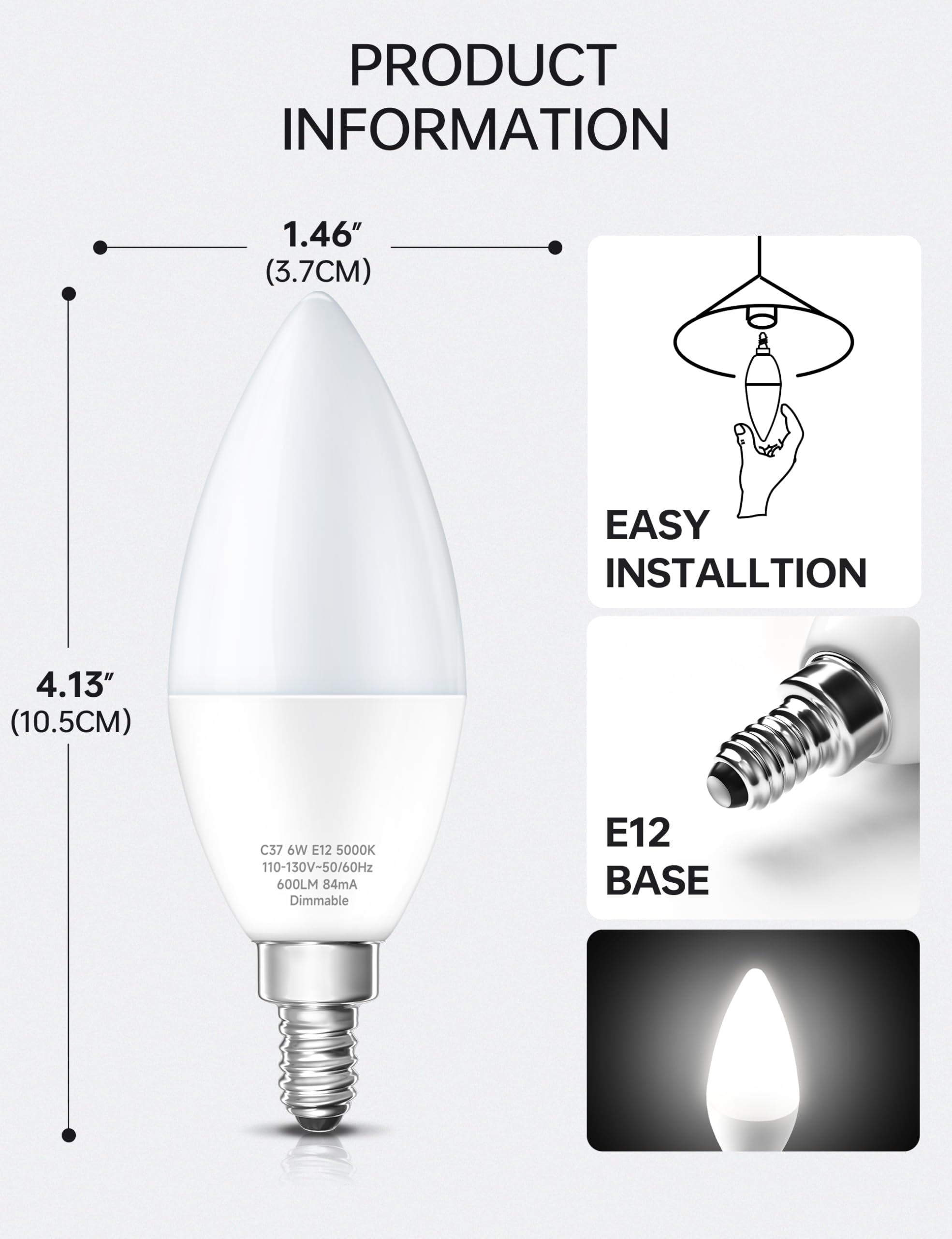 KINDEEP daylight 5000K 600lm bulbs for bright task lighting.
