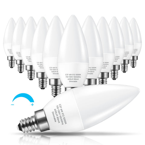 KINDEEP LED candelabra bulbs dimmable 5000K daylight for chandeliers.