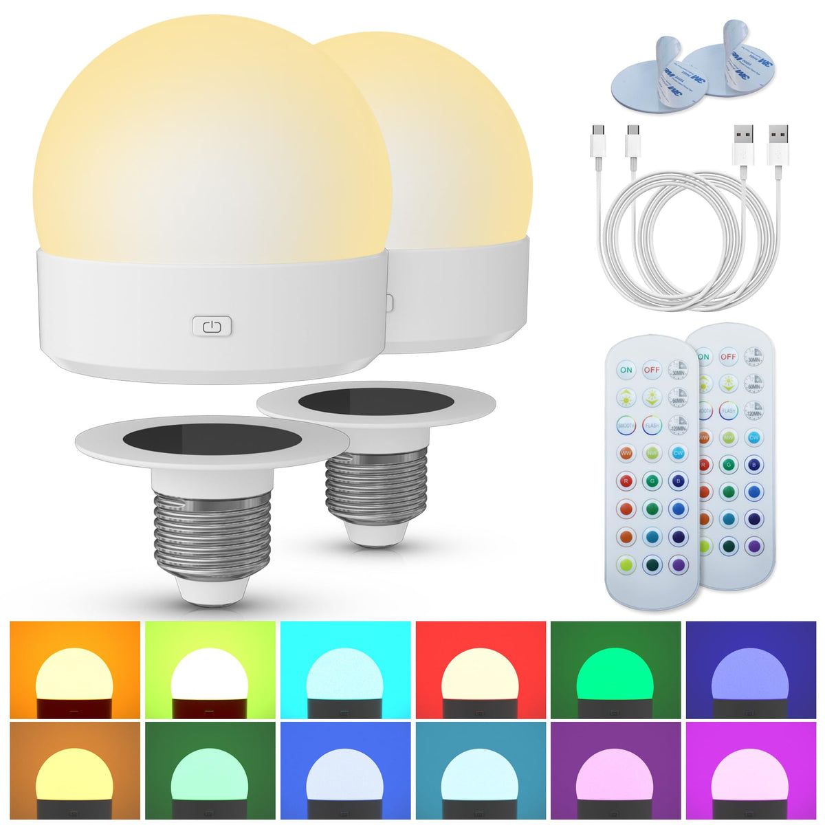 KINDEEP rechargeable night light bulb shown in a compact wireless setup for long-lasting glow.