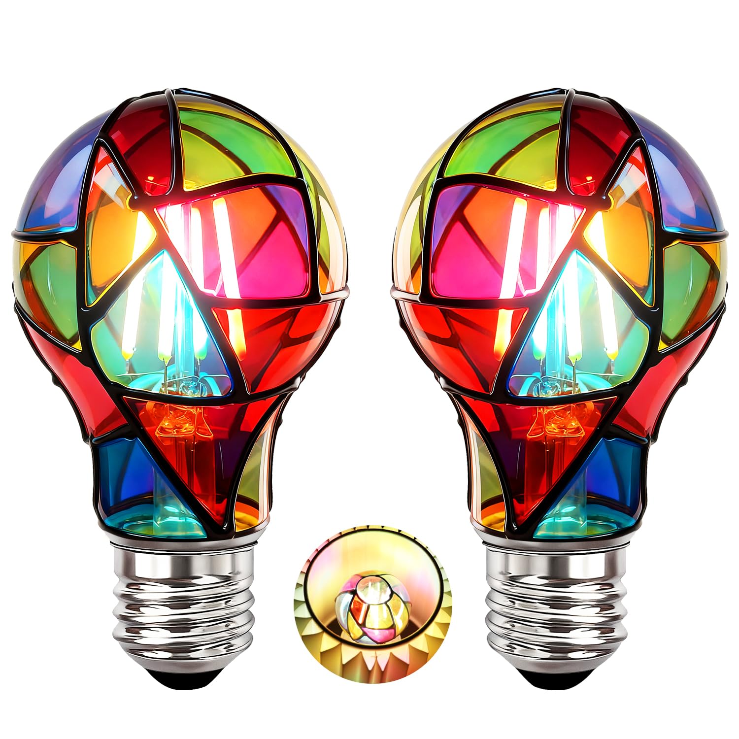 KINDEEP stained glass bulb with colorful mosaic for vibrant room ambience