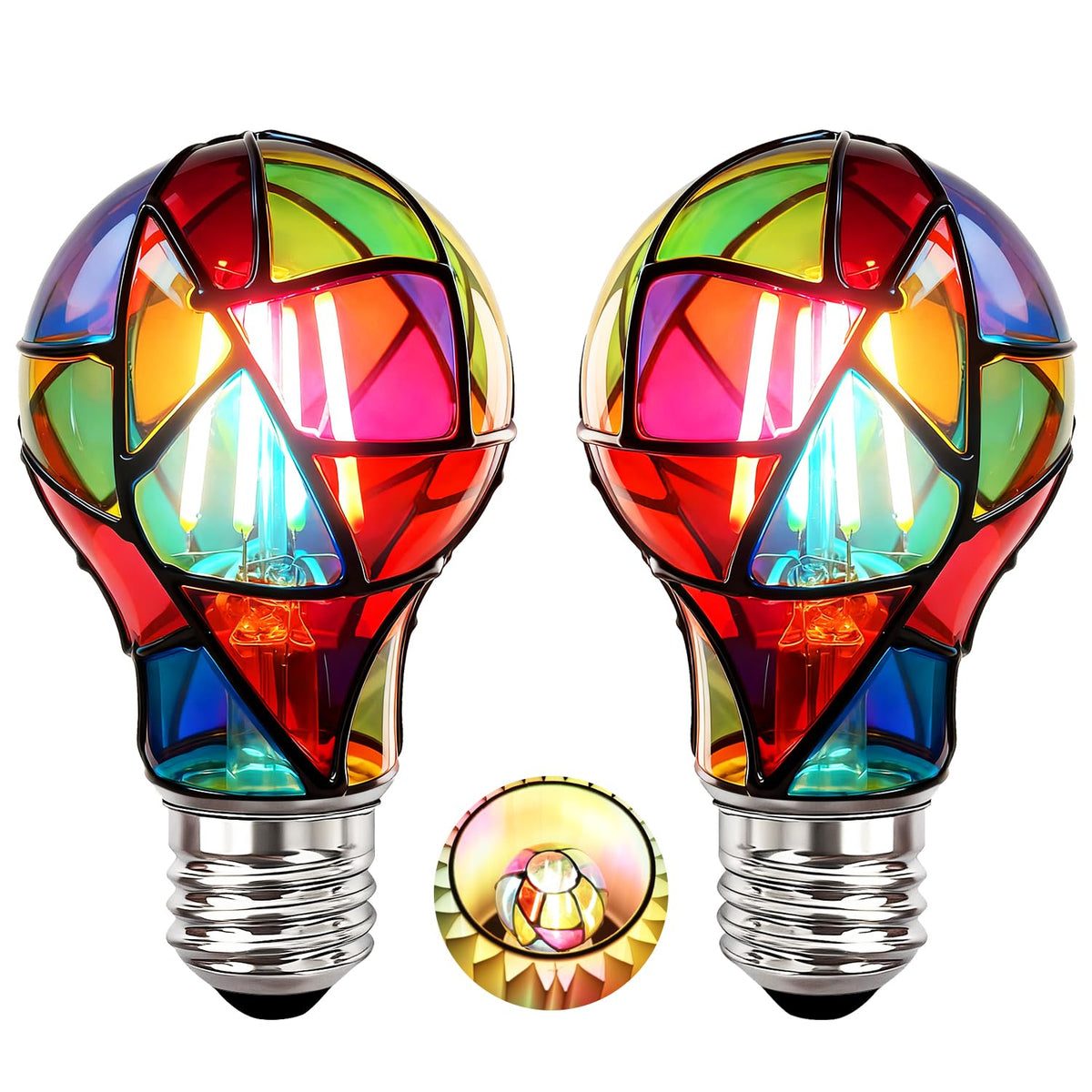 KINDEEP stained glass bulb with colorful mosaic for vibrant room ambience