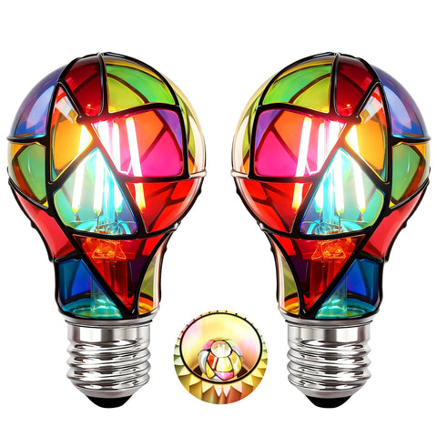 KINDEEP stained glass bulb with colorful mosaic for vibrant room ambience