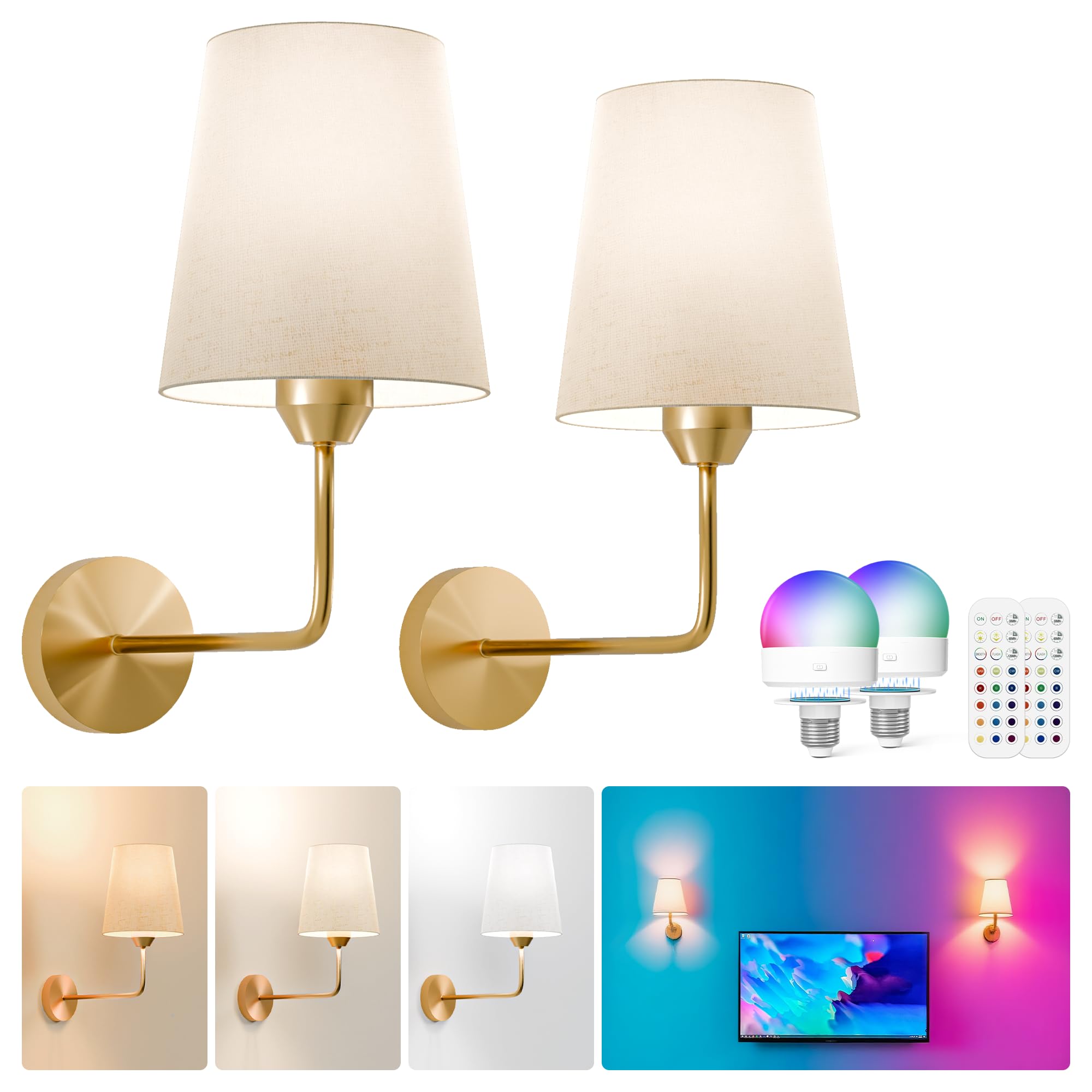 Kindeep wall sconce set front view adds modern ambient lighting to rooms