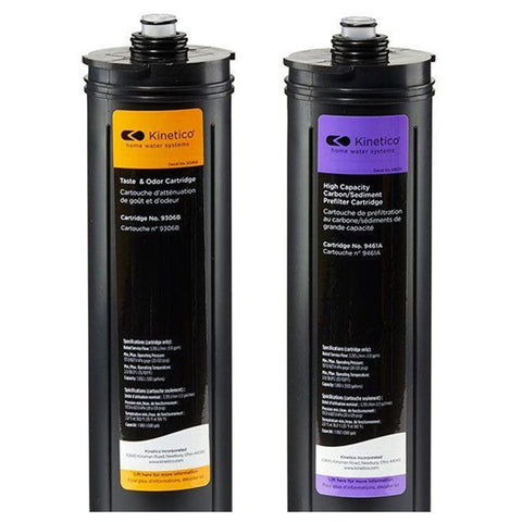 KINETICO 9306B post-filter uses granular activated carbon to polish water and improve taste.