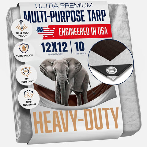 KING-A-MA-JIGS 12x12 heavy-duty tarp provides durable outdoor coverage