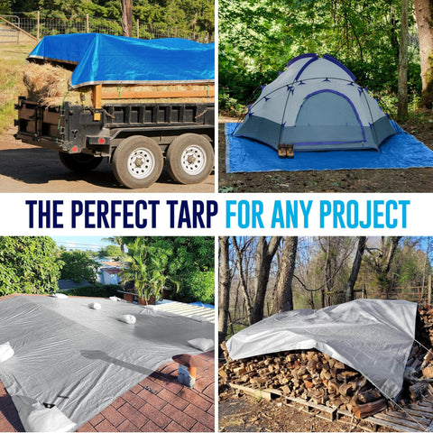 King-A-Ma-Jigs tarp with grommets every 18 inches for secure anchoring.