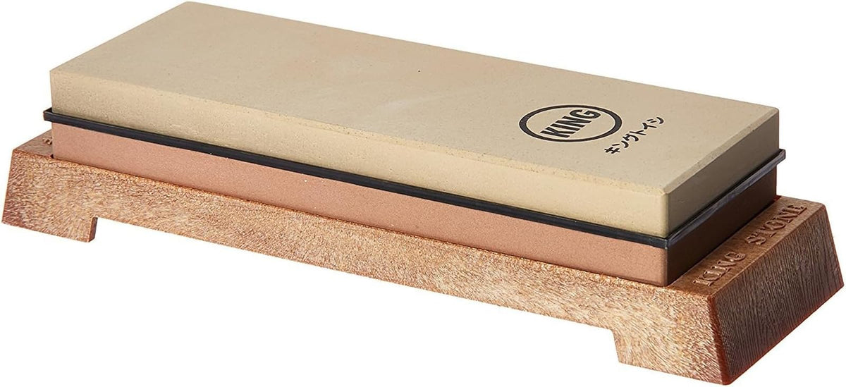 King KW65 combination whetstone top view showing dual grit for versatile sharpening