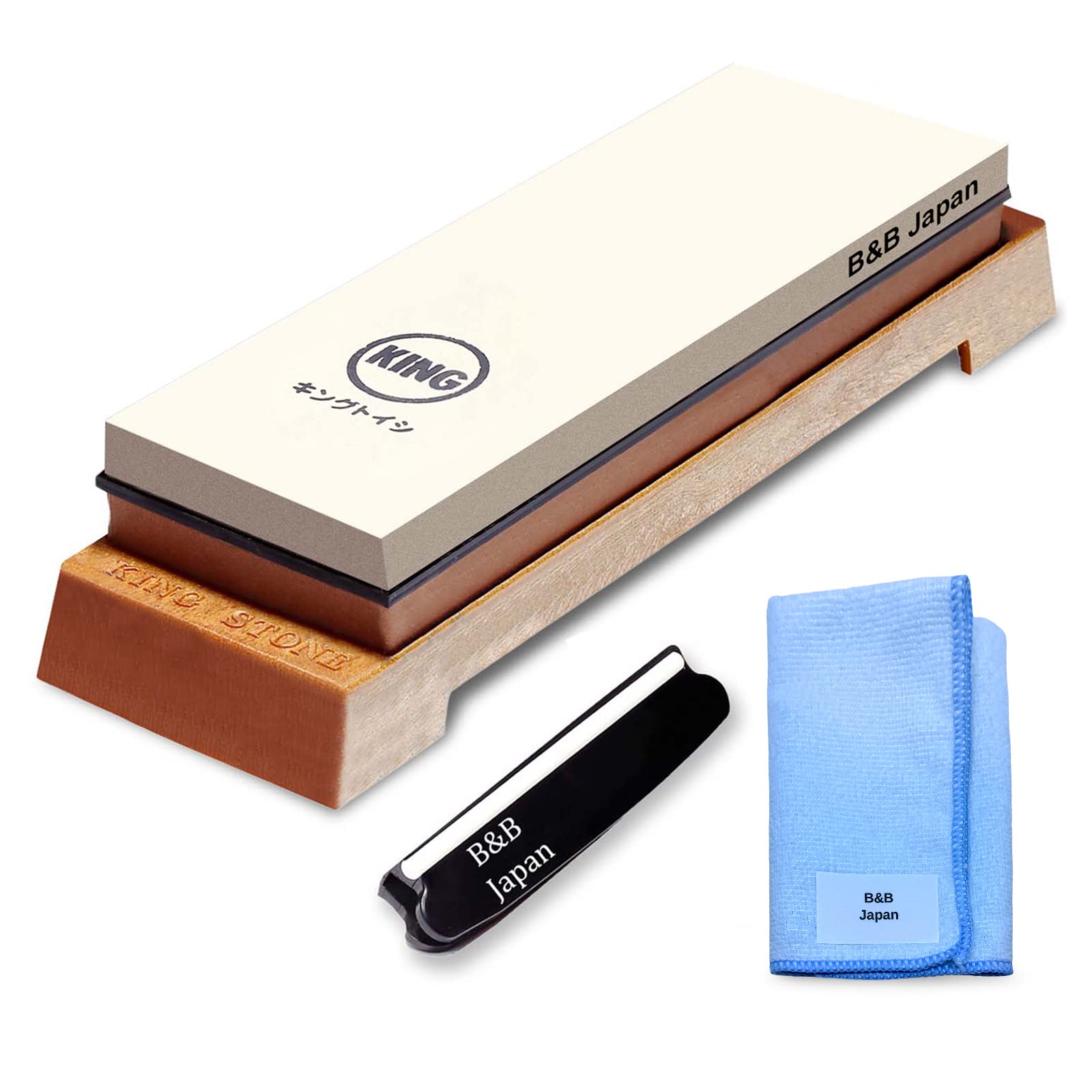 KING Whetstone Starter Set with both 1000/6000 grit sides for versatile sharpening.