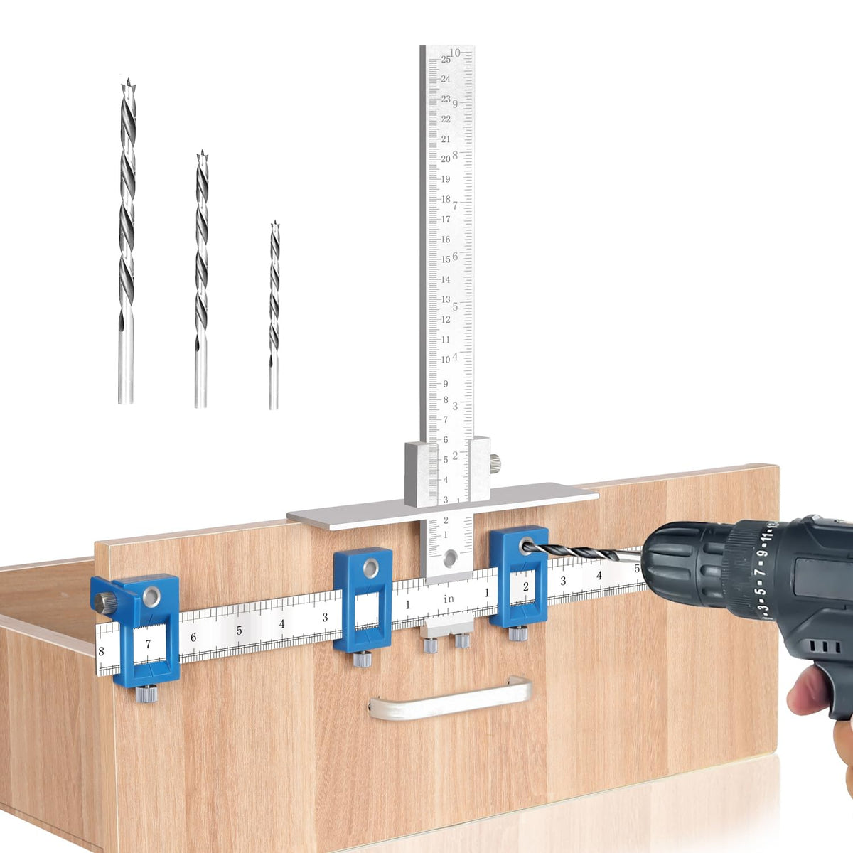 King&Charles cabinet hardware jig showing precise alignment for knobs and pulls